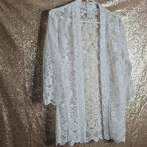 Elegant White Lace Kimono Robe